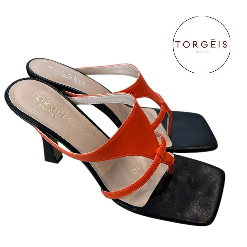 New TORGEIS Aconite Women's Orange Heeled Slide Sandals 8